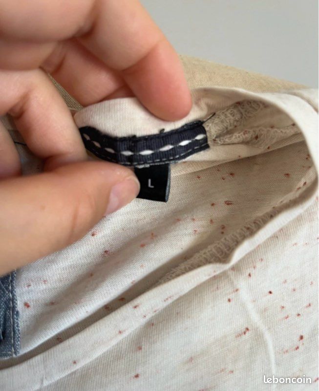 T-shirt homme rayé bordeaux et beige homme Angelo Litrico T-L (image 7)