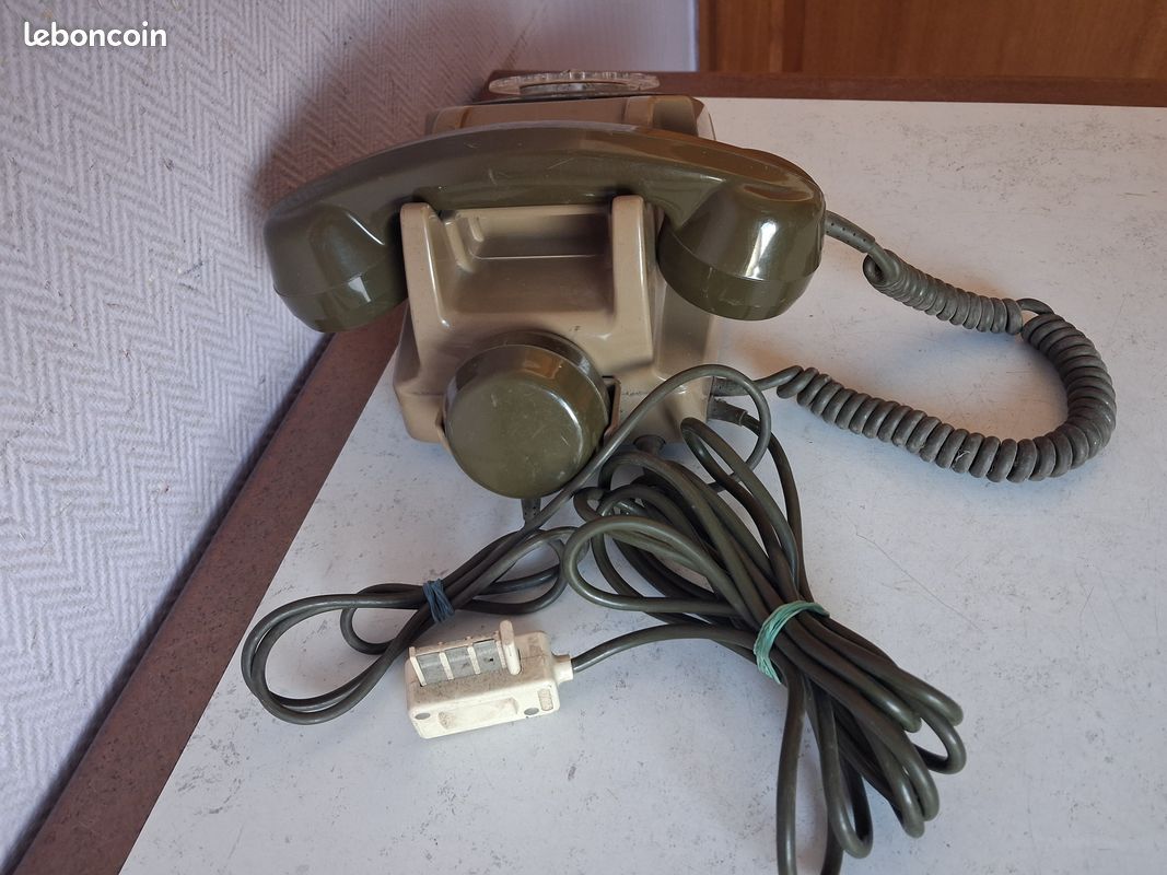 VINTAGE 📞 TELEPHONE fixe 📞 marron beige 📞 an 1986 SO.CO.TEL S63 EUR 15