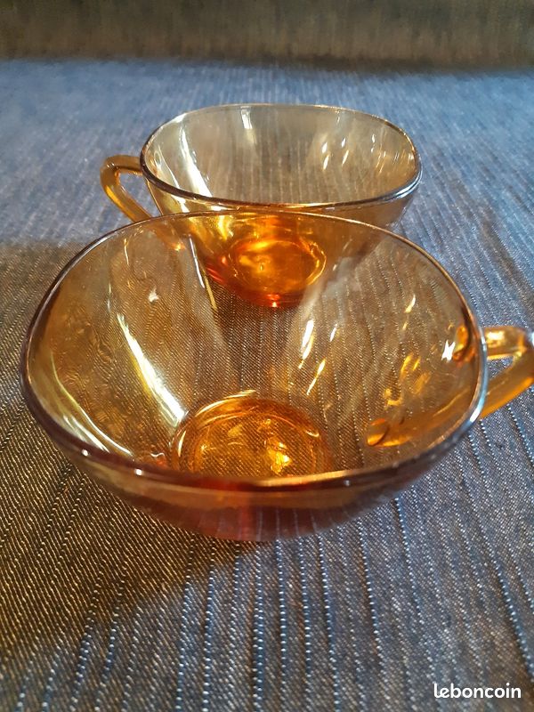 Lot De 3 Ramequins Jaunes Vereco – Verre Made In France – Bon état