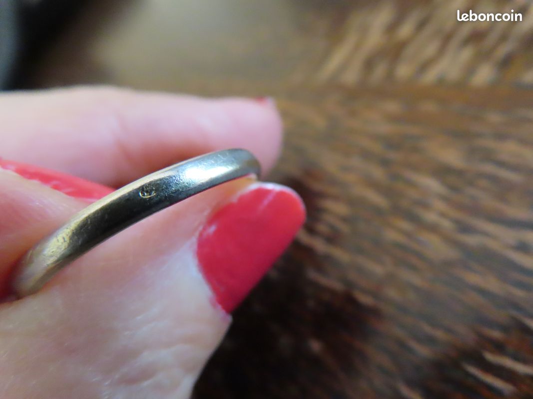 Bague Ancienne En Vermeil Argent - Style Diamant Ring - Taille 56 - Occasion - Fabrication Française