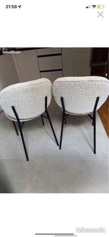 4 Chaises rembourrées en tissu bouclé beige Westwing (image 3)
