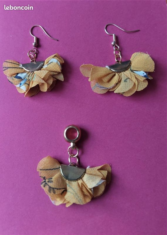 Boucles d'oreilles bohème éventail avec pendentif éventail (image 1)