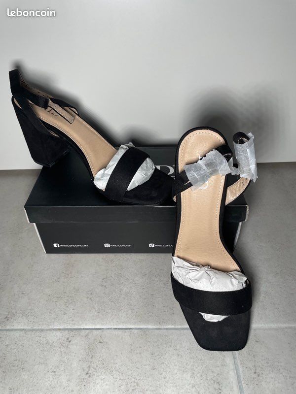 Sandales bride talon noir daim Raid Chaussures