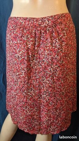 Jupe Caroll Taille 42 - Style Crayon Liberty Rose Bordeaux - Neige Avec Étiquettes - Valeur 85€