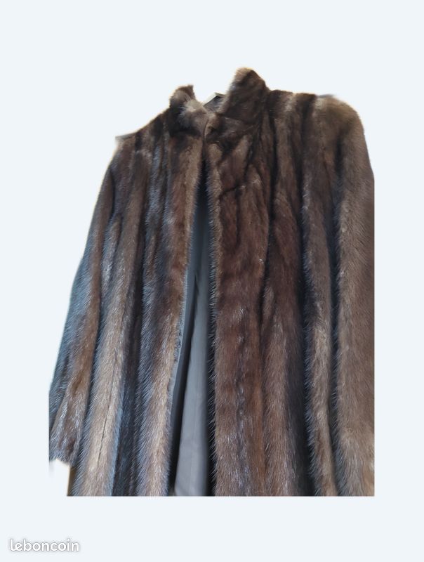 Manteau En Vison Pleine Peau - Marque Fourrures Du Nord Paris - Taille L Marron - Occasion Très Bon état