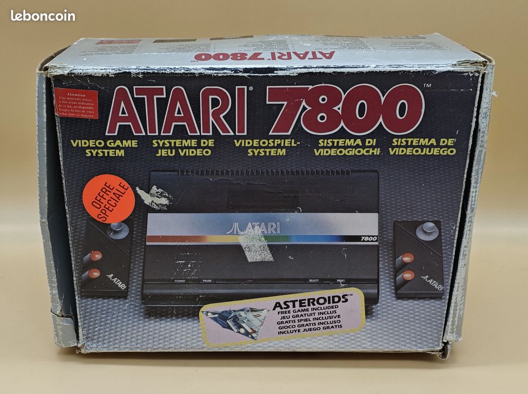 Console Atari 7800 PAL En Boîte Avec Manette Et 5 Jeux Dont Asteroids - Années 90