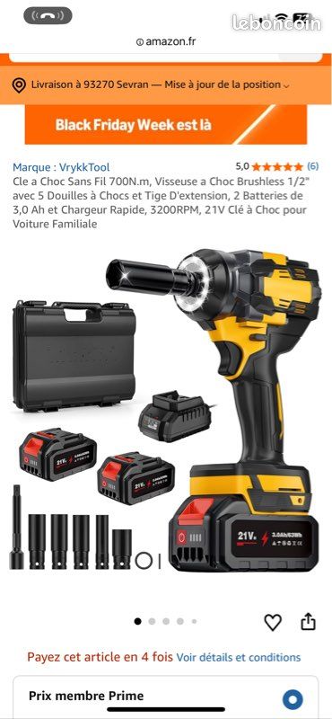 Clé à Choc Sans Fil 21V 700N.m - Moteur Brushless, 2 Batteries 3.0Ah - Kit Avec Douilles Et Coffret - Pour Voiture, Bricolage