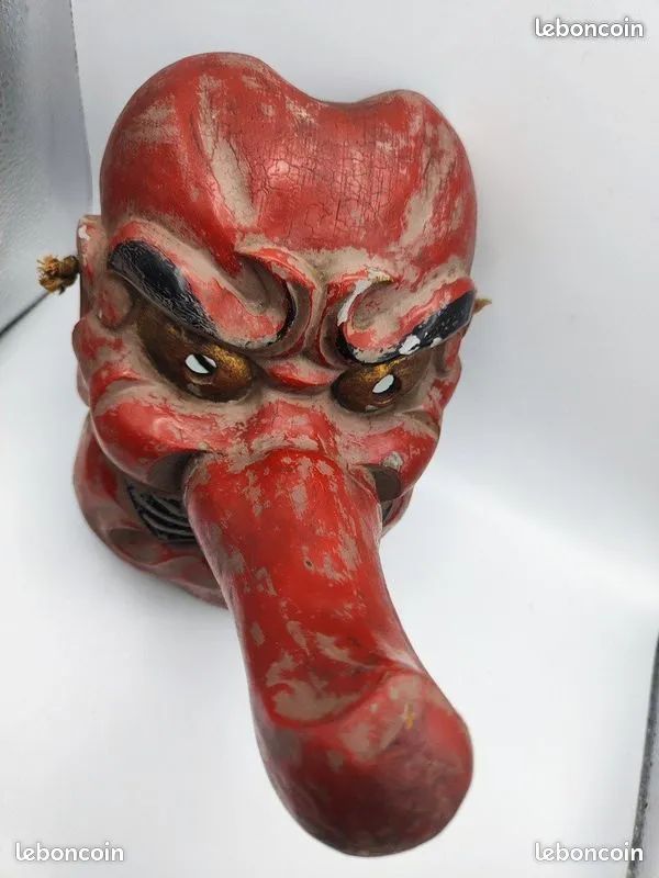 Masque Japonais Ancien Tengu époque Meiji rare - Noh Kagura - Collection