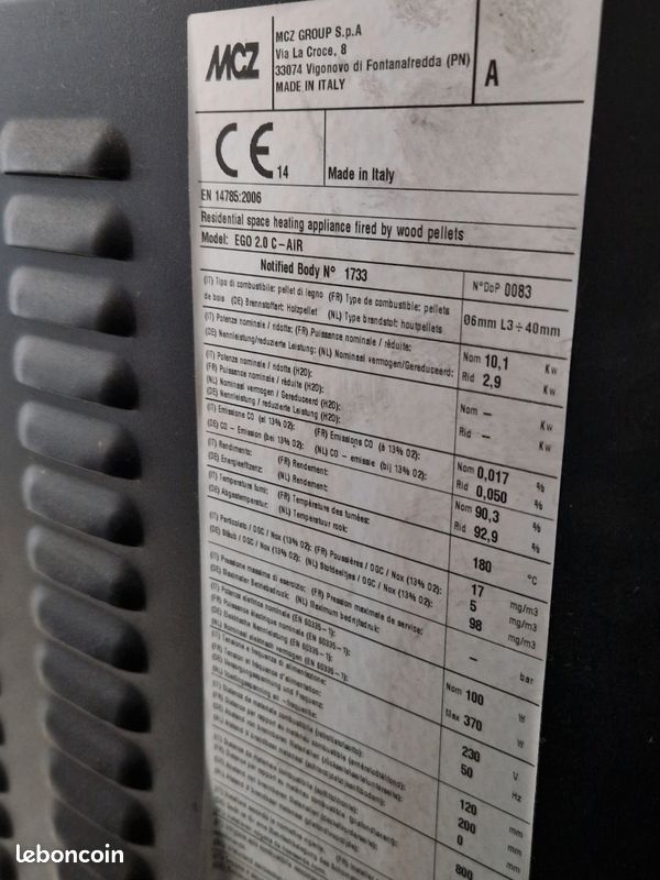 Poêle à granulés/pellets MCZ ego 2.0 C Air 8kw noir/anthracite (image 4)