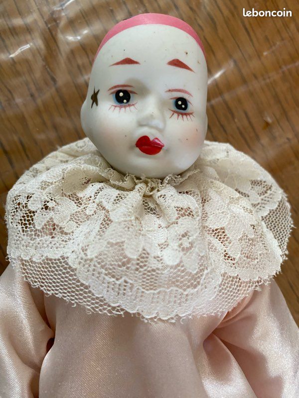 Figurine Pierrot Porcelaine Avec Boîte Musicale - Fait Main XXe - France - 22 Cm