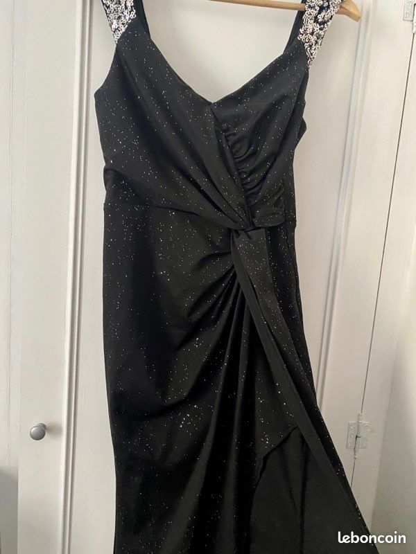 Robe Noire Warehouse à Paillettes Roses - Taille 8, Neuve Avec étiquettes