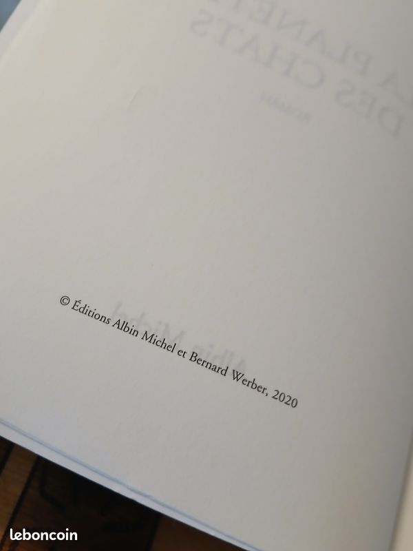 Bernard Werber. Roman Fantastique La planete des chats Edirion Albin Michel Annee 2020 423 pages. TRES BON ETAT (image 4)