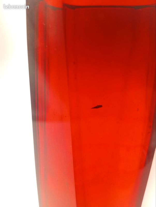 Vase Géode Prisme Facetté Vintage Rouge Rubis Années 60 70 Midcentury Moderniste Space Age (image 14)