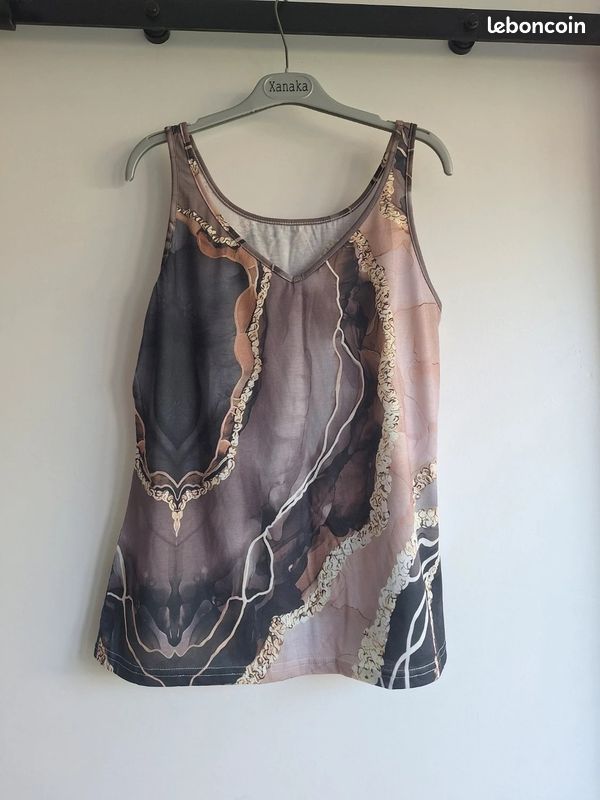 Débardeur Shein sans manches col rond imprimé effet marbré encolure ronde Femme taille L #R0288 (image 1)