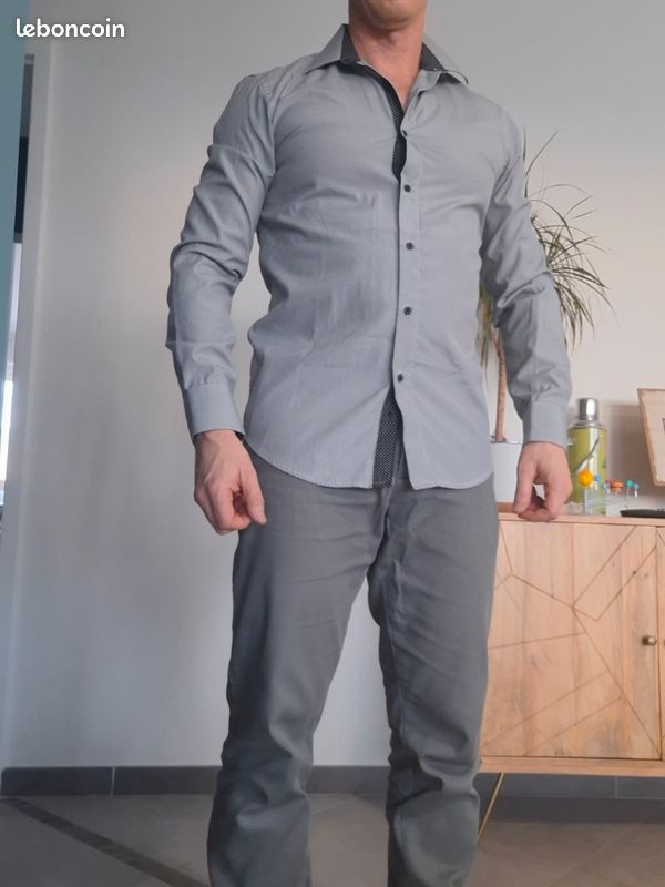 Chemise Homme Enzim Taille S - Beige, Coton/polyester, Neuf Avec étiquettes