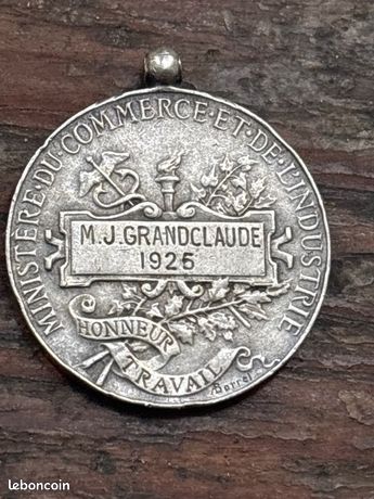 MINISTÈRE DU COMMERCE & Industrie. Médaille argent Honneur Travail décernée 1920 EUR 39,00 - FR