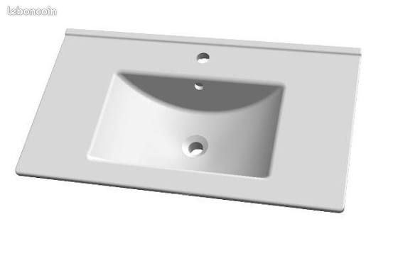 Vasque céramique blanche 80cm (image 1)