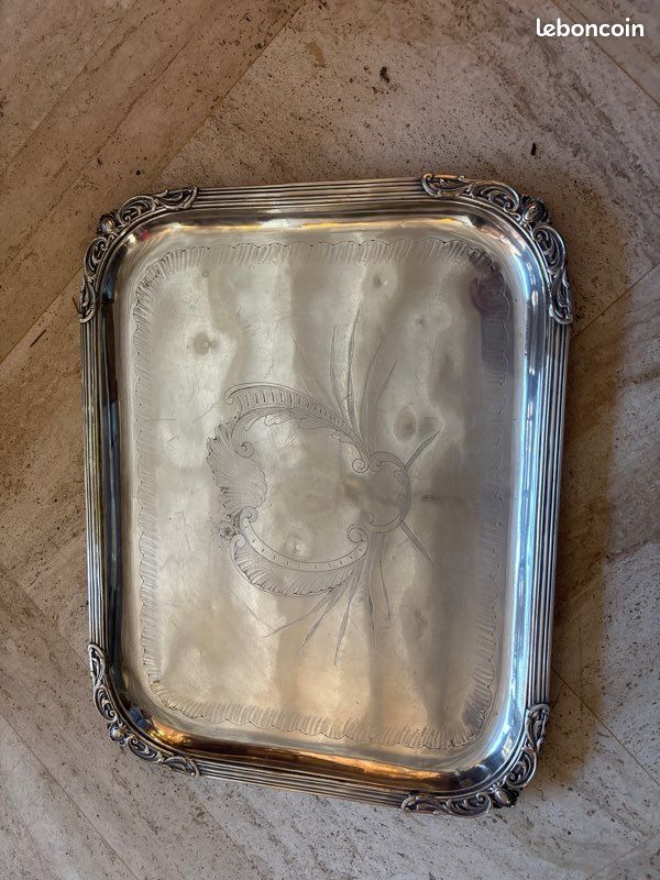 Plateau métallique - argent - 40 cm