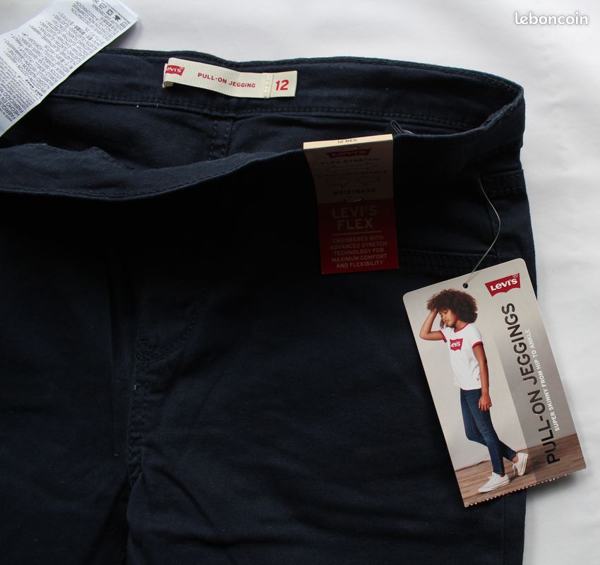 Jean Levi's Flex Stretch Pull-On Fille 12 ans Bleu Nuit NEUF Avec Étiquettes USA (image 7)
