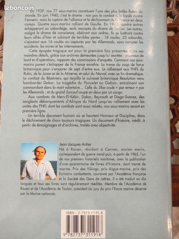 1015-L'AVENTURE HÉROÏQUE DES SOUS MARINS FRANÇAIS 1939-1945 . Jean Jacques Antier (image 3)