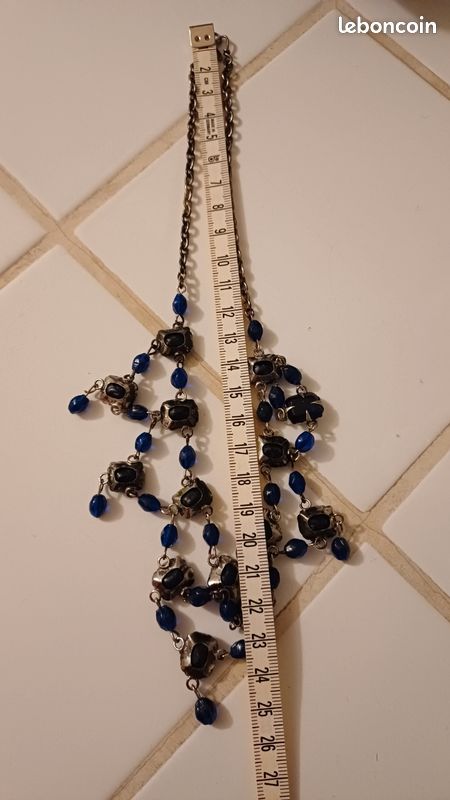 Pendentif Vintage Verre Taillé Et Métal – Dim 2 X 1,2 Cm – Bon état