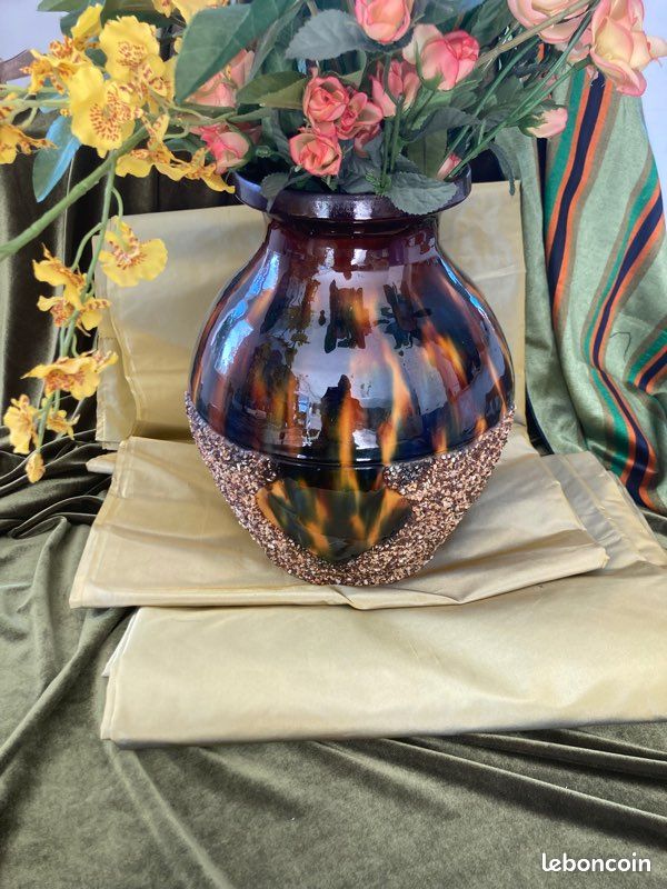 Grand vase en poterie vernissée ( années 60-80 ) design vintage (image 2)