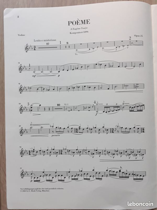 Partition poème Chausson violon piano (image 3)