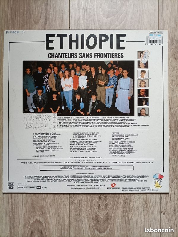 Disque Vinyle maxi 45 tours Chanteurs sans frontières - Ethiopie (image 2)