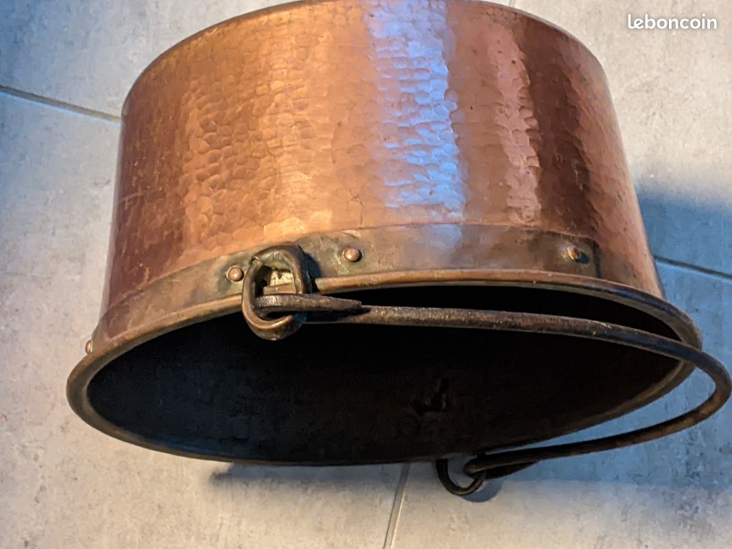 Chaudron en cuivre martelé pour décoration début XXième (image 7)