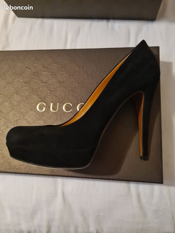Escarpins cuir et velours noirs Gucci neufs (image 4)