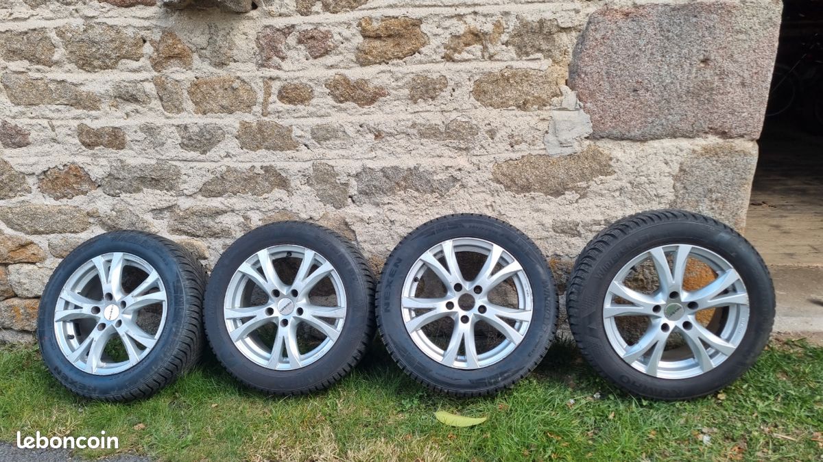 4 jantes aluminium 16" 5x112 ET42 + pneus hiver 205/55 R16 (Kumho / Nexen) (image 1)
