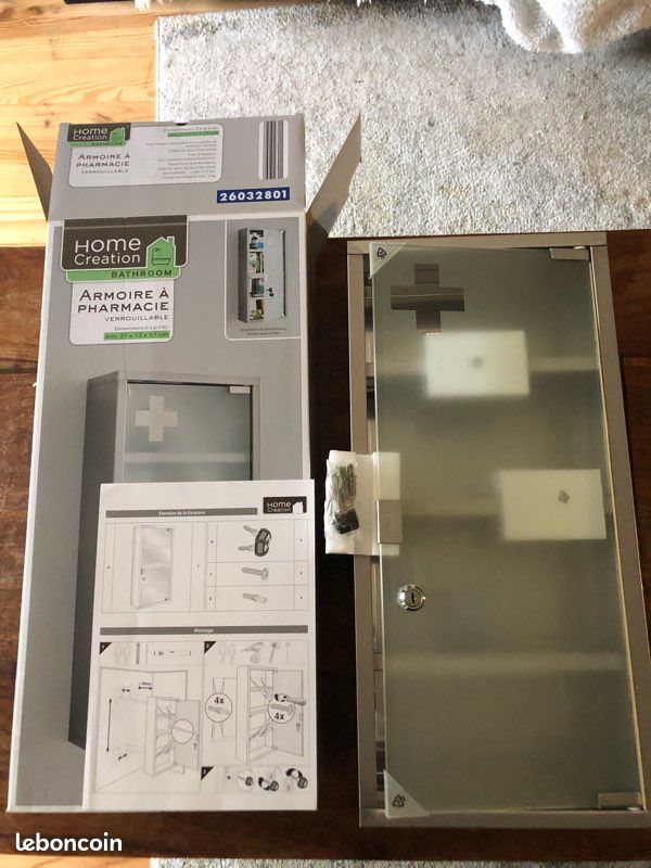 Armoire à pharmacie neuve inox et verre (image 1)
