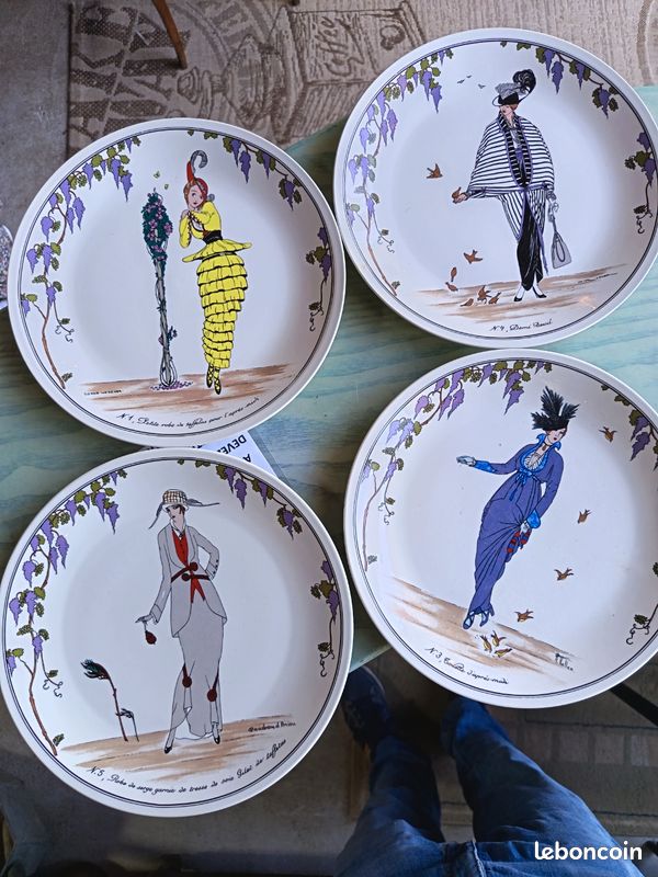 Série de 4 assiettes de collection — Illustrations de mode Belle Époque / Années 1910 (image 1)