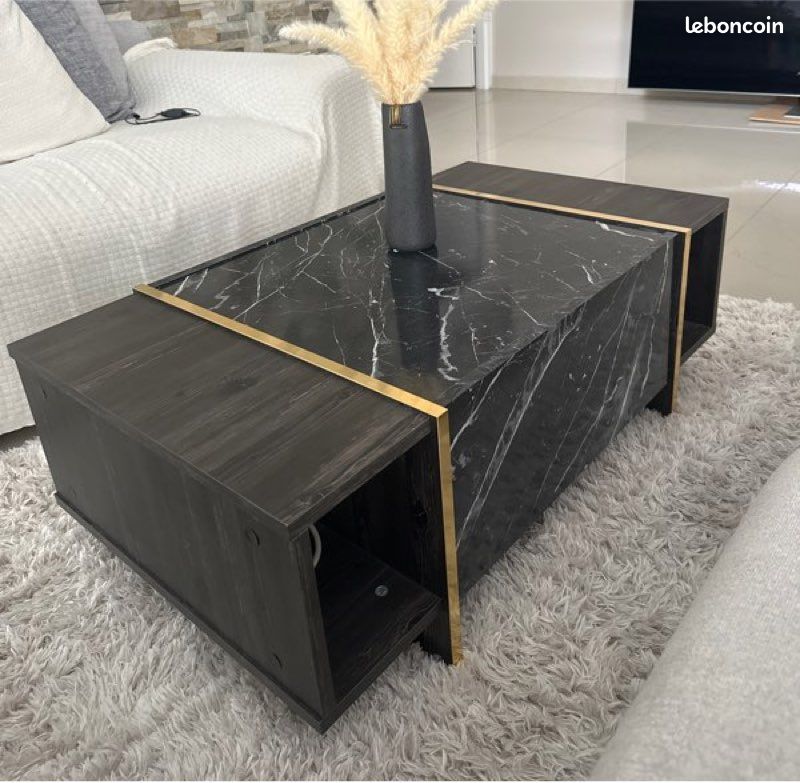 Table basse avec rangement effet marbre (image 1)