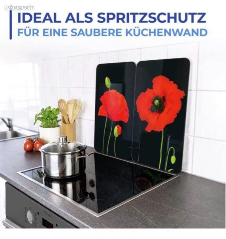 Set 2 Plaques Protection Verre Trempé Coca-Cola Classic WENKO 30x52 Cm - Pour Cuisinière Vitrocéramique, Induction - 8 Pieds Antidérapants