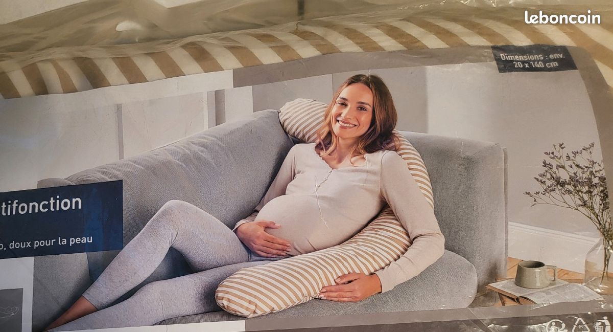 Livarno Coussin d'allaitement multifonction où coussin pour bébé Cotton bio
déhoussable pour l'entretien
vert dessin feuilles blanches,
blanc avec rayures maron (image 4)