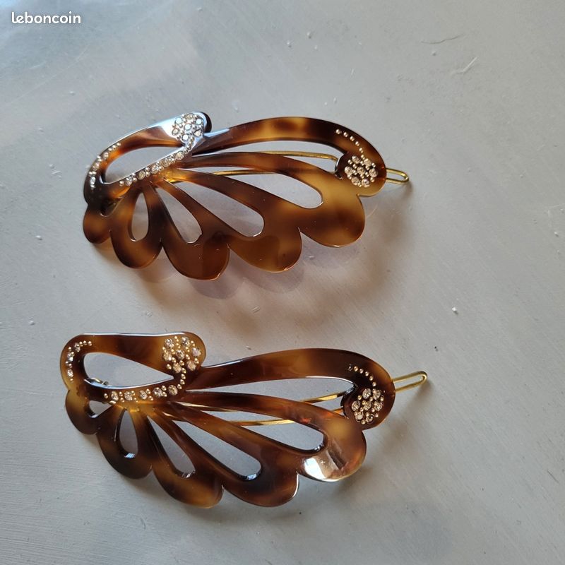 Lot de 2 barrettes avec strass fait main neuves (image 3)