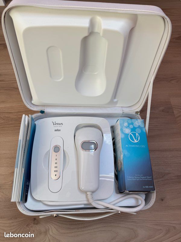 Epilateur Lumière Pulsée Braun Gillette Venus Naked Skin - Appareil D'épilation Pour Le Corps, Couleur Blanc - Bon état