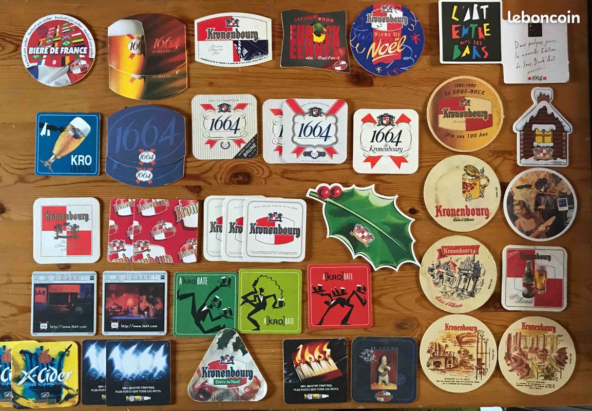 🍻Sous-verres Bière 🍻 *Under Bock Beer * Kronenbour, 1664, Pelforth, Stella Artois... (image 1)