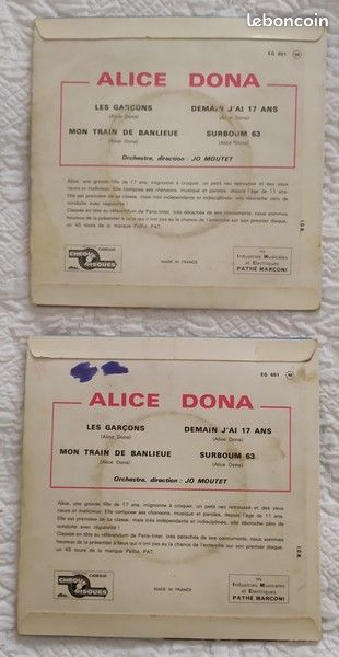 EP SP 45 Tours Alice DONA (image 2)