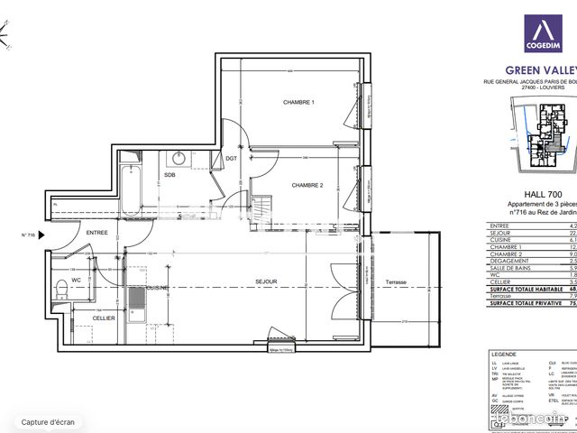 Appartement 3 pièces 68 m² · à Louviers · 68 m² · 807 €/mois