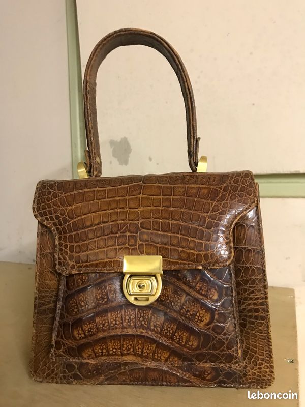 Sac croco marron vintage (image 1)