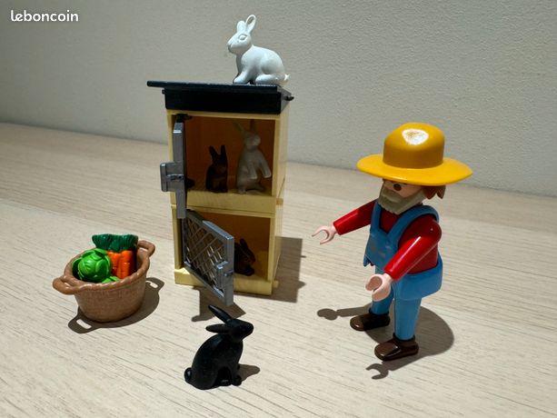 Set Playmobil Fermier Et Clapier à Lapins - Référence 1156, Occasion, Pour Ferme Playmobil