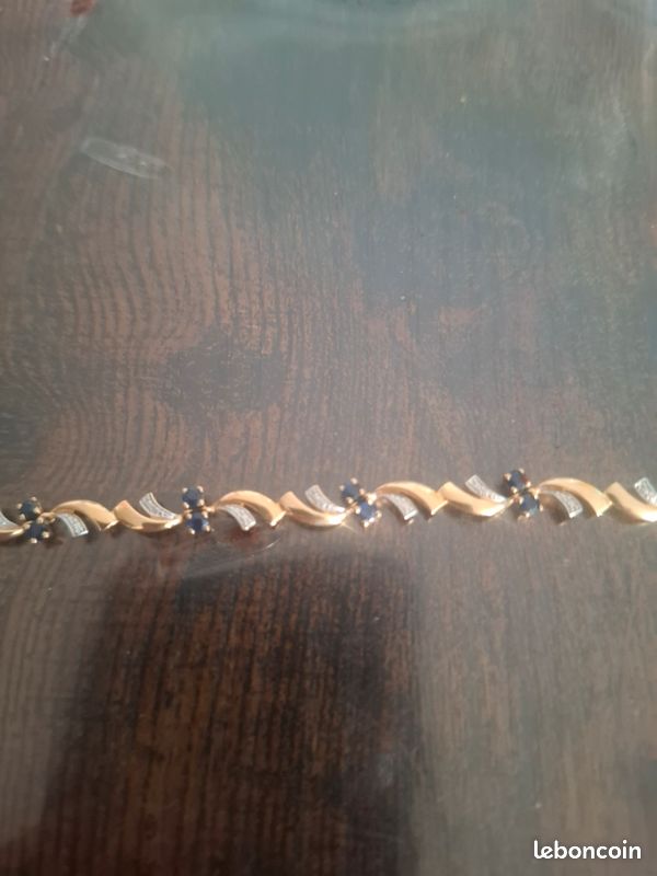Bracelet 18cm or 18K et Saphirs (image 2)