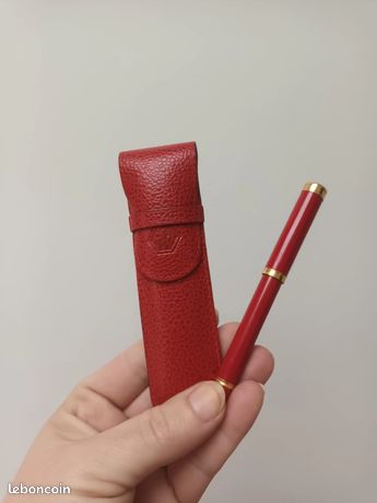 Stylo Plume Vintage Waterman Lady Charlotte Marbré - Avec étui Cuir Fauve - XXe Siècle