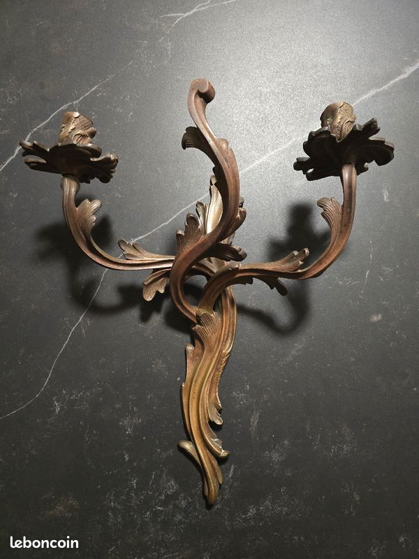 Bougeoir applique murale bronze massif vintage (image 1)