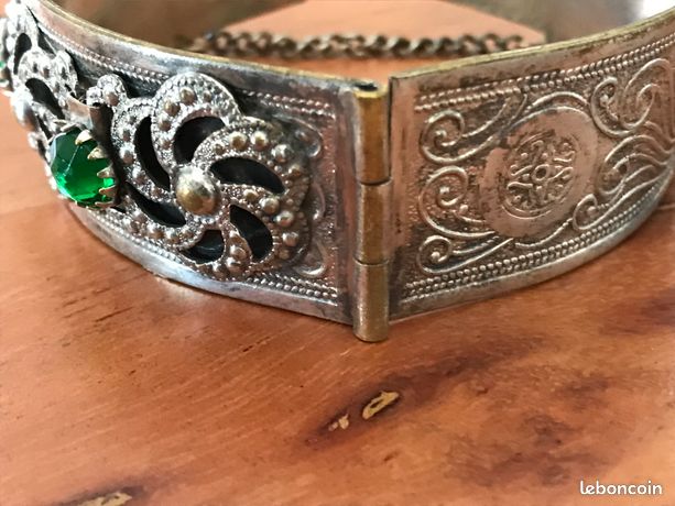 Ancien Bracelet Berbère Argent ?Monté en Vide Poche/Objet Ethnique/Afrique Argenté