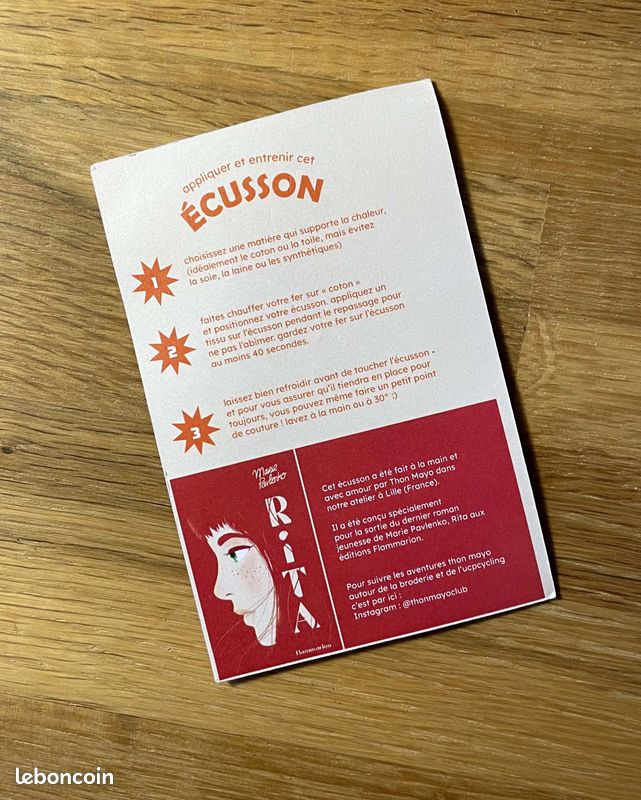 Ecusson thermocollant – patch brodé Thon Mayo x Rita (neuf) (image 2)
