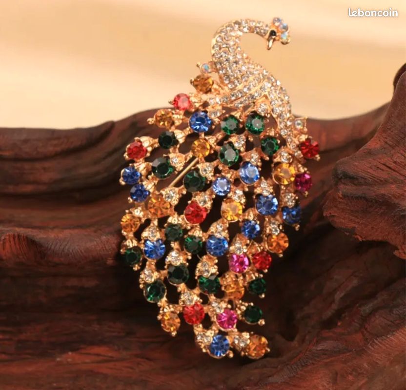 Broches Pour Femmes Multicolore Plume De Paon