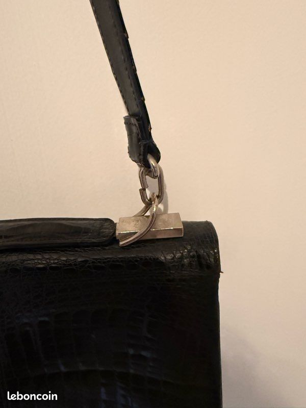 Sac main ou bandoulière noir vernis vintage (image 12)